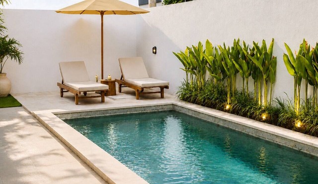 2-Min Walk to Seseh Beach 2BR Private Pool Villa with Rooftop Sea View in Badung