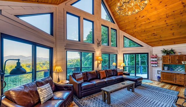 Stunning Mountain Views + Hot Tub + Game Room + Dogs Welcome + Blue Ridge Cabin in Blue Ridge