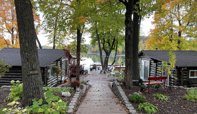 Woman Lake! 2 cabins, pontoon boat, big deck, outdoor kitchen, fire globe! in Hackensack