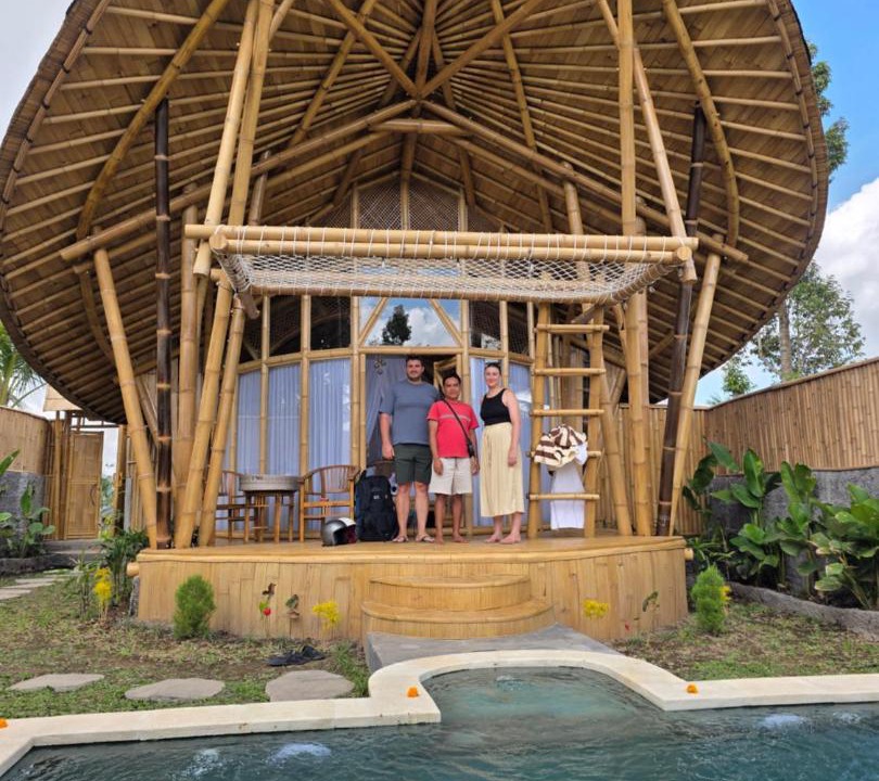 Selat Villa | Golden paddy bamboo house -by sunrise hill