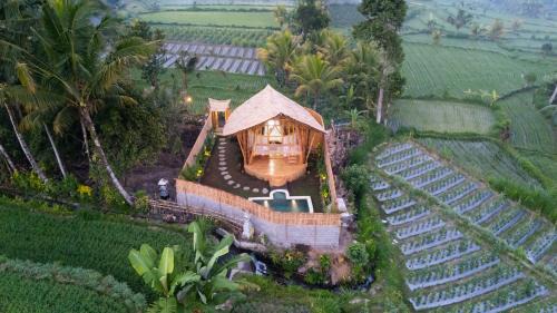 Selat Villa | Golden paddy bamboo house -by sunrise hill